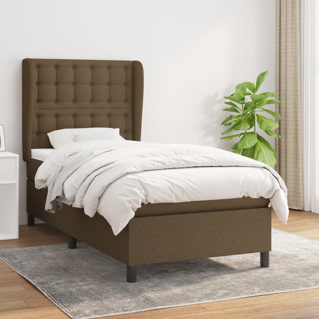 Boxspring met matras stof donkerbruin 90x190 cm is nu te koop bij PeponiXL, paradijselijk wonen!
