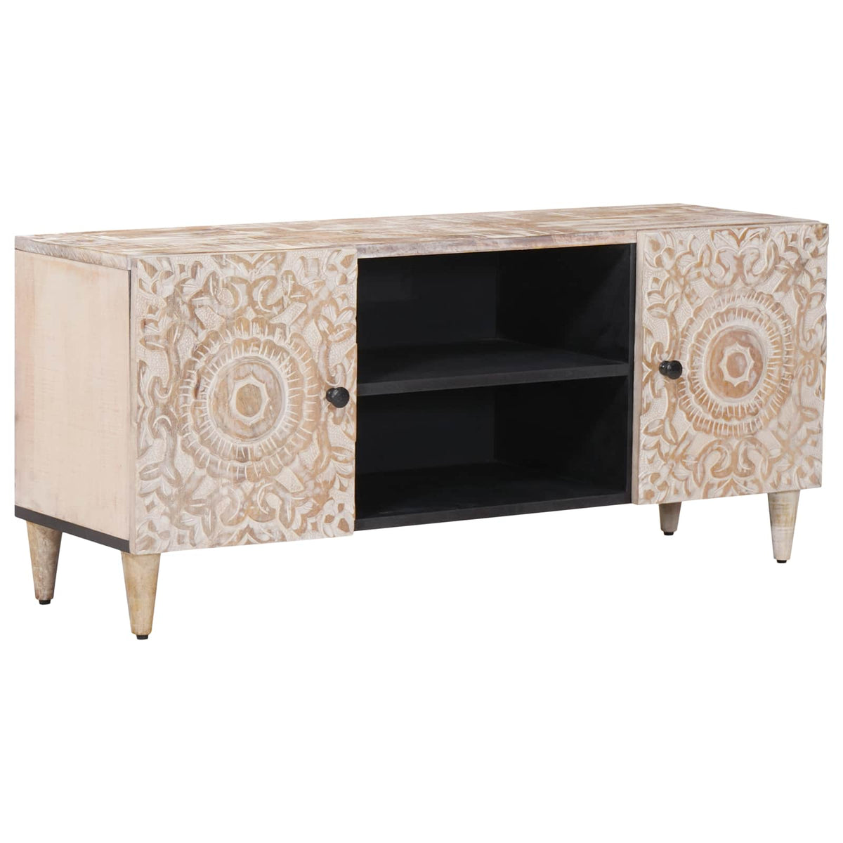TV-kast met opslag Wit 105 x 33,5 x 46 cm Massief Mango Hout is nu te koop bij PeponiXL, paradijselijk wonen!