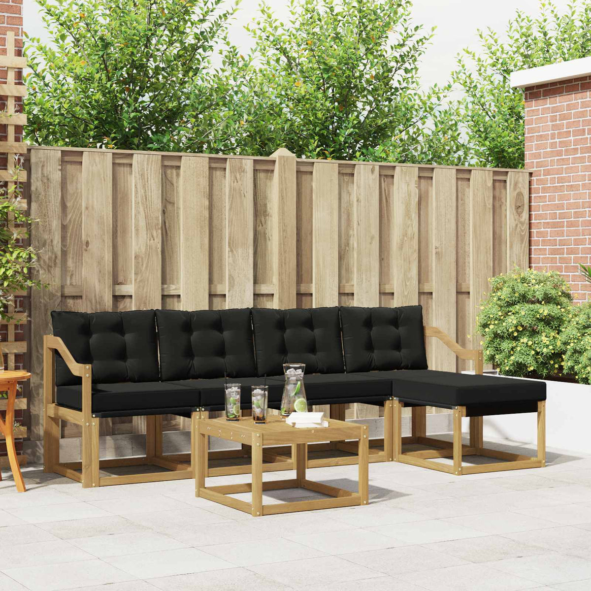 Buiten bankenset met kussen 6 pcs Wit en zwart is nu te koop bij PeponiXL, paradijselijk wonen!