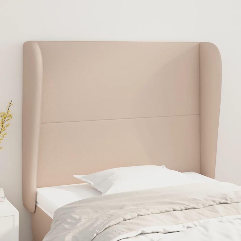 Hoofdbord met randen 103x23x118/128cm kunstleer cappuccinokleur is nu te koop bij PeponiXL, paradijselijk wonen!