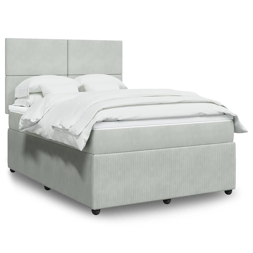 Boxspring met matras fluweel lichtgrijs 140x190 cm is nu te koop bij PeponiXL, paradijselijk wonen!