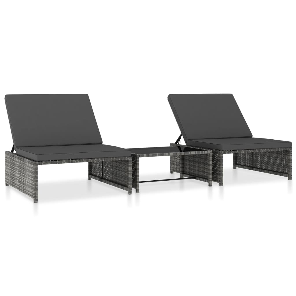 Tuinstoelen 2 st verstelbaar met tafel poly rattan grijs is nu te koop bij PeponiXL, paradijselijk wonen!