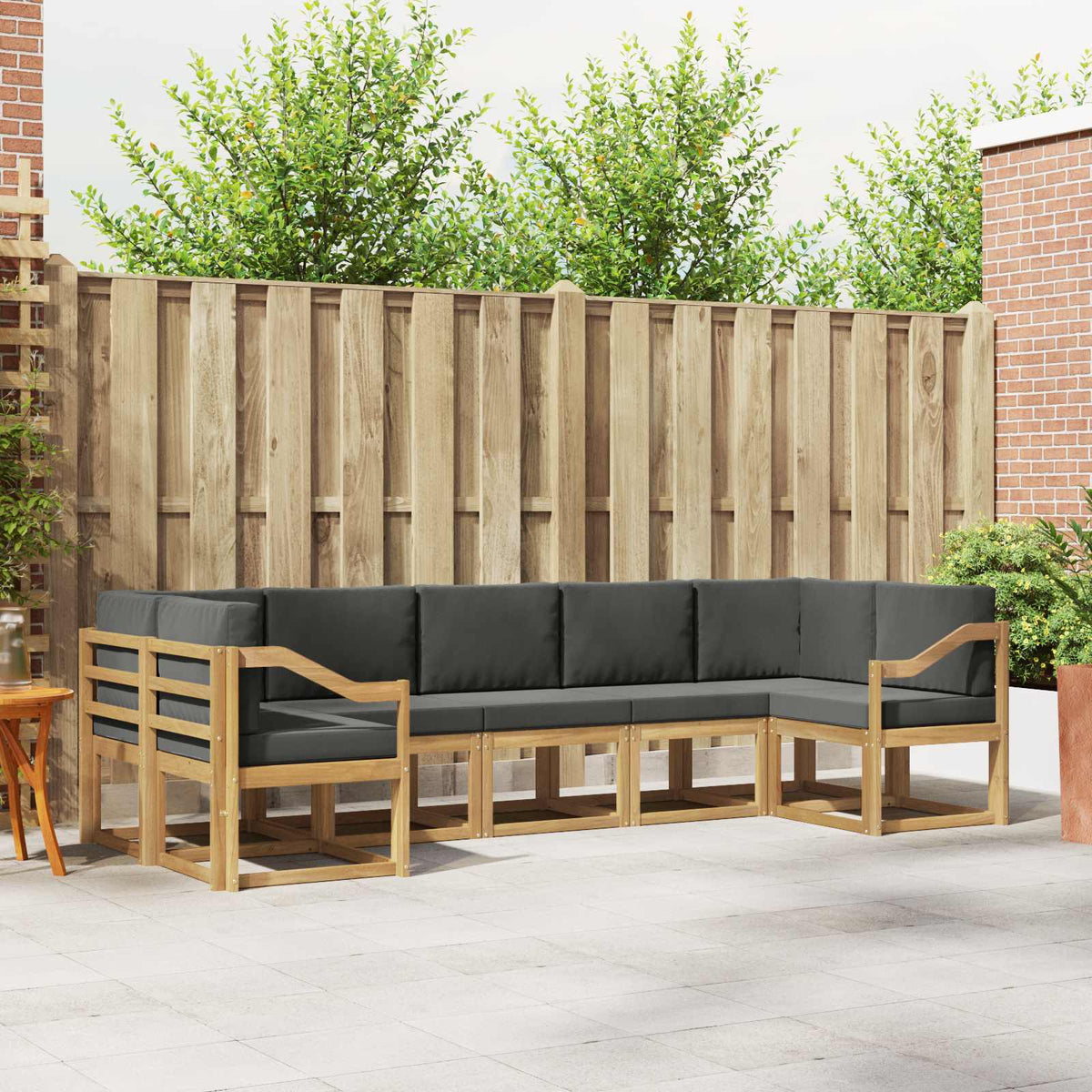 Buiten bankenset met kussen 7 pcs Massief Acaciahout is nu te koop bij PeponiXL, paradijselijk wonen!