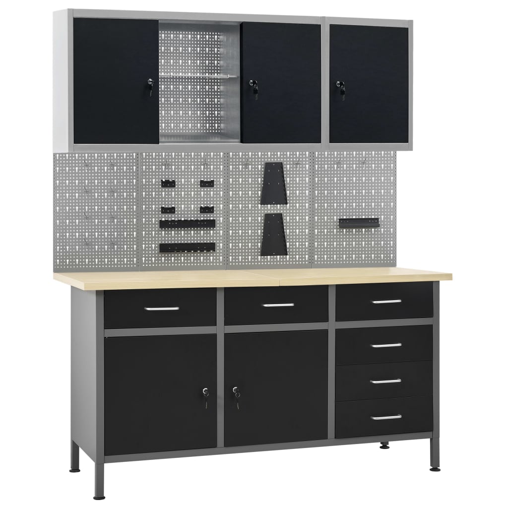 Werkbank met vier wandpanelen en twee kasten is nu te koop bij PeponiXL, paradijselijk wonen!
