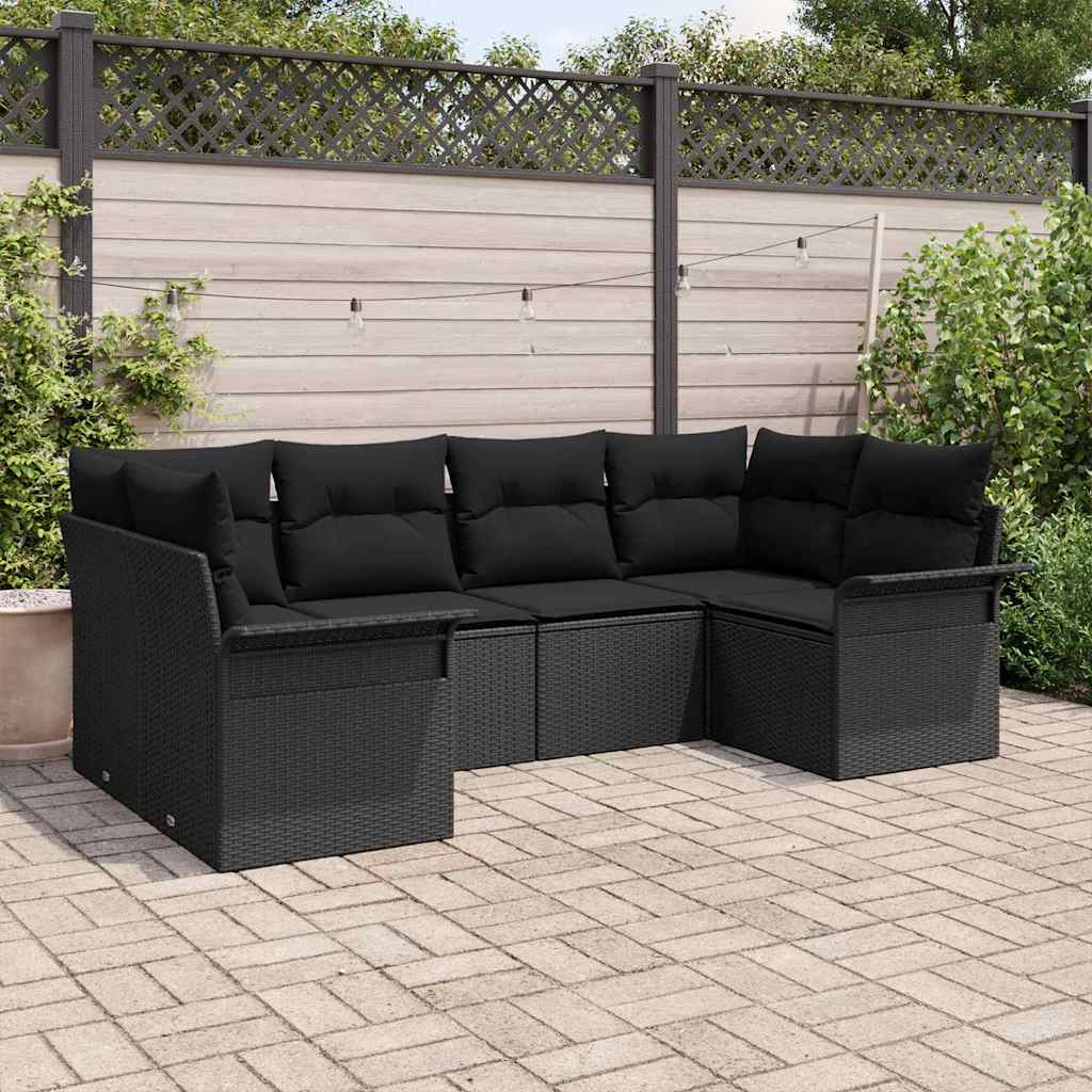 Tuin Sofa Set met opslag 6 pcs Zwart Poly riet is nu te koop bij PeponiXL, paradijselijk wonen!