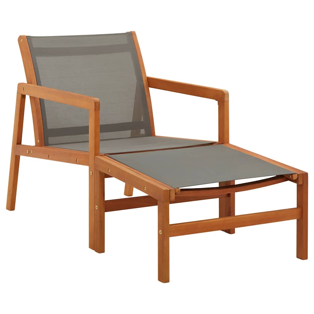 Tuinstoel met voetensteun eucalyptushout en textileen grijs is nu te koop bij PeponiXL, paradijselijk wonen!