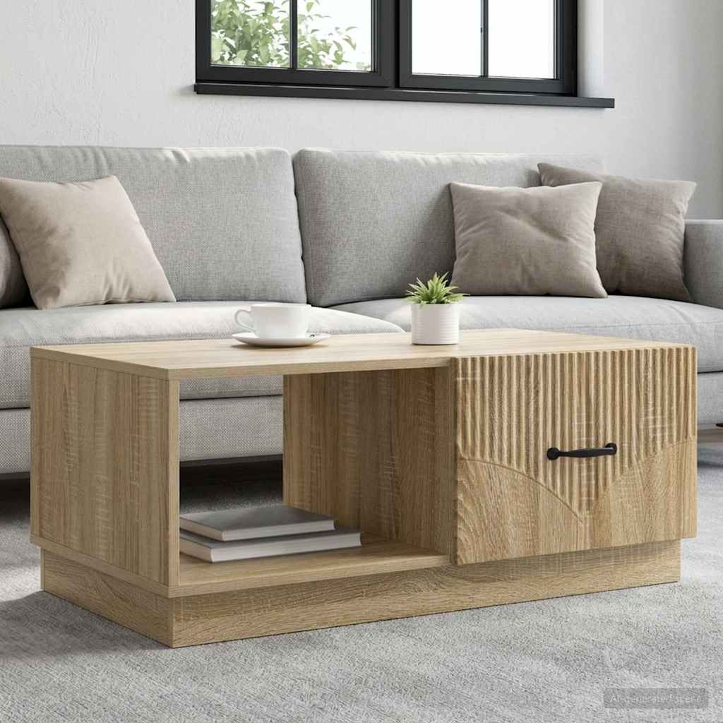 Salontafel Sonoma Eiken 90 x 50 x 37 cm Bewerkt hout is nu te koop bij PeponiXL, paradijselijk wonen!