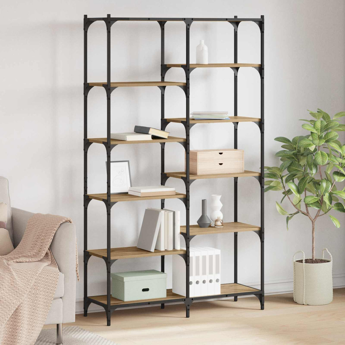 Boekenkast 9-laags 100 x 32 x 170 cm Bewerkt hout is nu te koop bij PeponiXL, paradijselijk wonen!