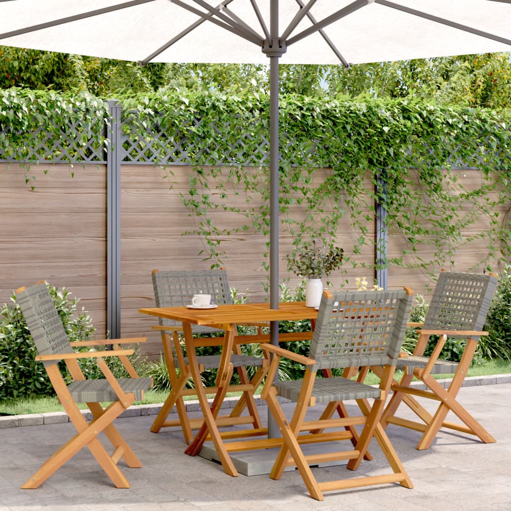 5-delige Tuinset poly rattan en massief hout grijs is nu te koop bij PeponiXL, paradijselijk wonen!