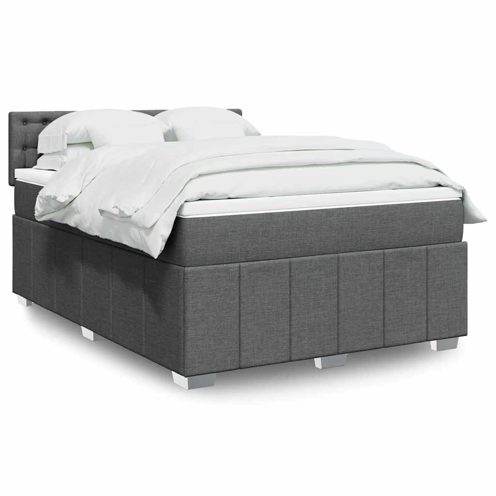 Boxspring met matras stof donkergrijs 140x190 cm is nu te koop bij PeponiXL, paradijselijk wonen!