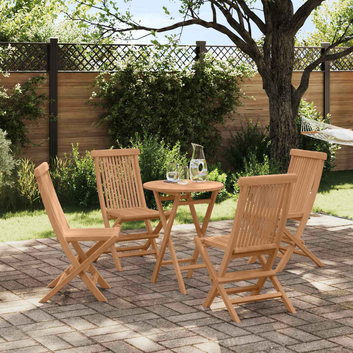 Tuinset 5 st Bruin Massief Teak Hout is nu te koop bij PeponiXL, paradijselijk wonen!