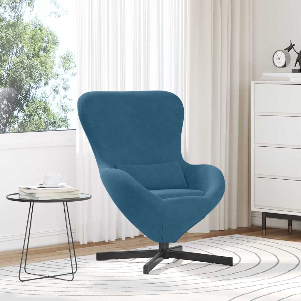 Eivormige stoel Blauw 63 x 73 x 90 cm Fluweel is nu te koop bij PeponiXL, paradijselijk wonen!