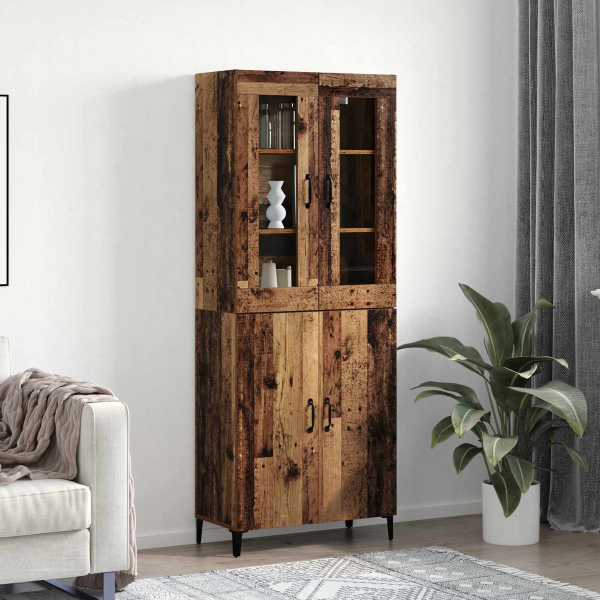 Hoge kast 2 pcs Oud hout Bewerkt hout is nu te koop bij PeponiXL, paradijselijk wonen!