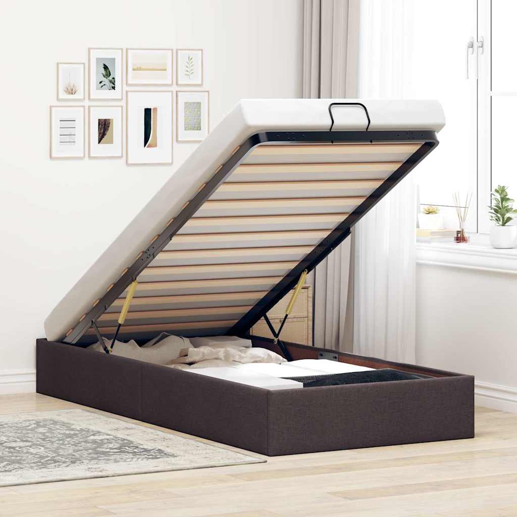 Bedframe zonder matras 90x190 cm stof donkerbruin is nu te koop bij PeponiXL, paradijselijk wonen!