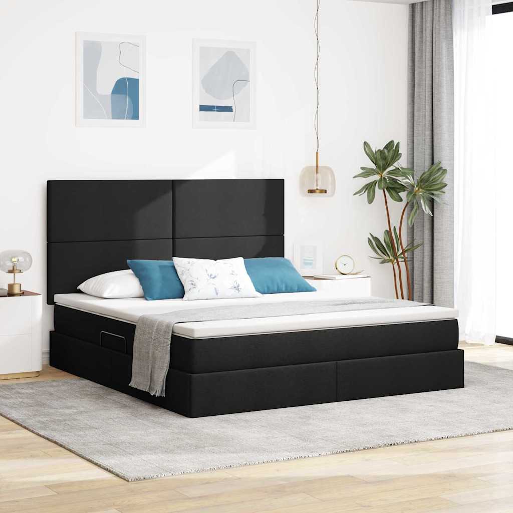 Opbergbed met LED met matras Zwart 180 x 200 cm Polyester is nu te koop bij PeponiXL, paradijselijk wonen!