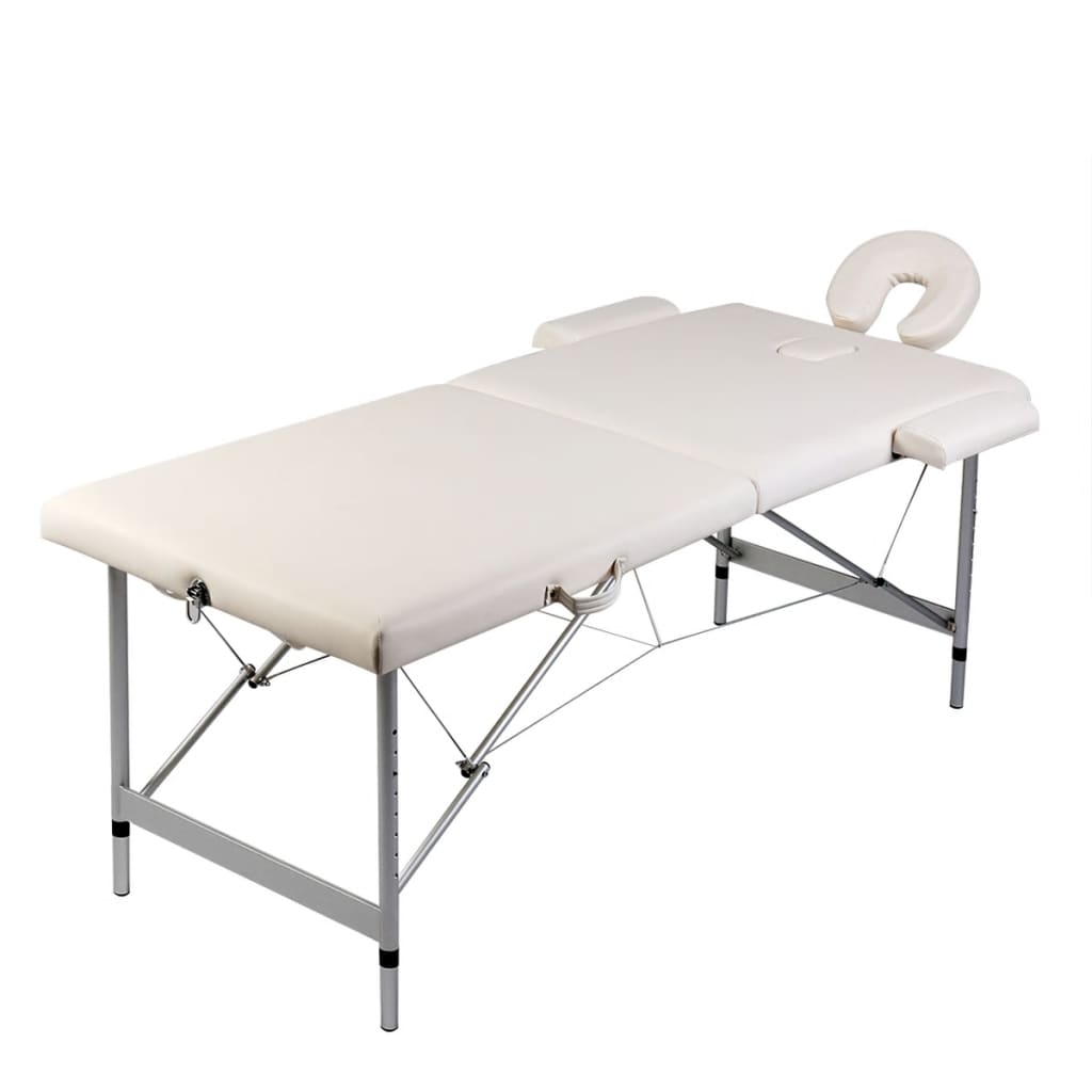 Massagetafel met 2 zones inklapbaar aluminium frame crèmewit is nu te koop bij PeponiXL, paradijselijk wonen!