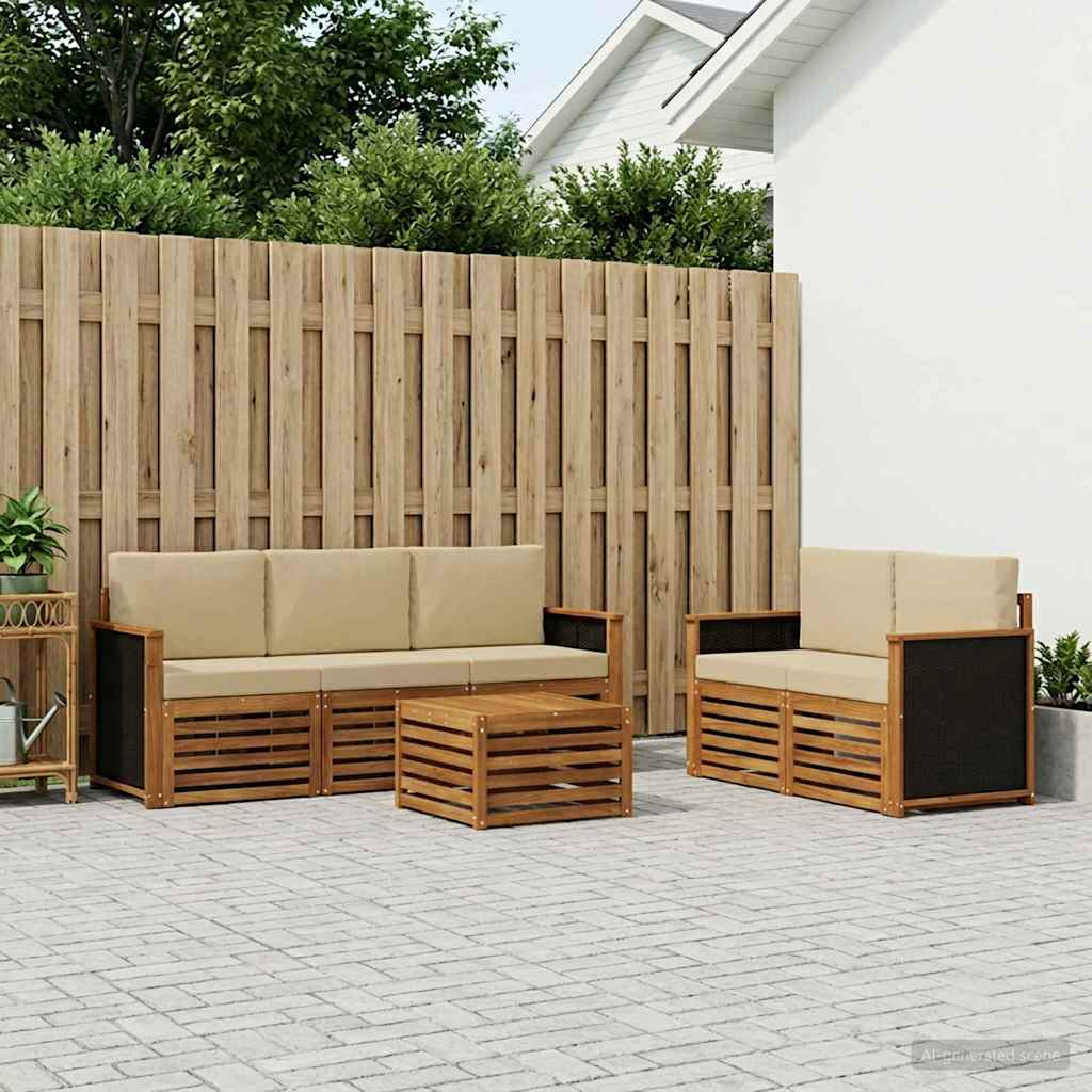 Sofa-Sets met kussen 6 pcs Massief Acaciahout is nu te koop bij PeponiXL, paradijselijk wonen!