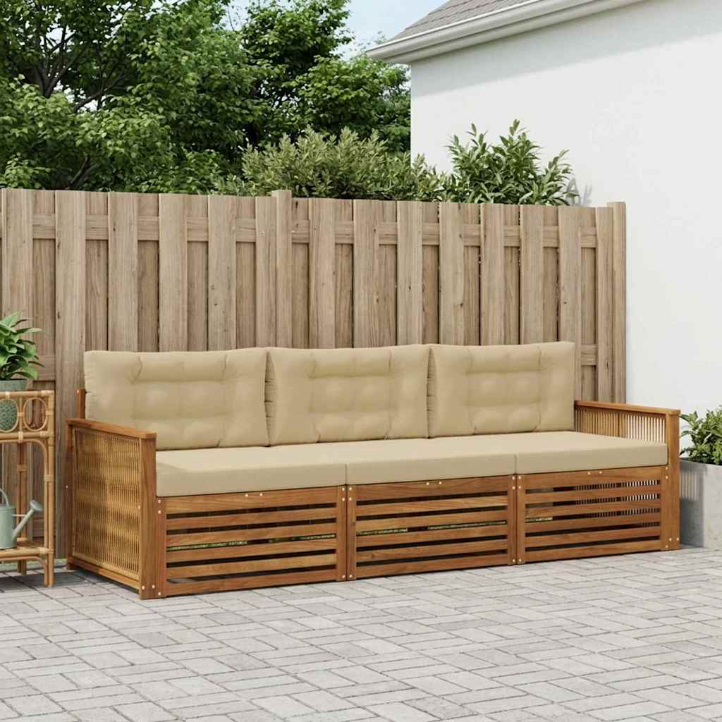 Buiten bankenset met kussen 3 pcs Natuurlijk en Beige is nu te koop bij PeponiXL, paradijselijk wonen!
