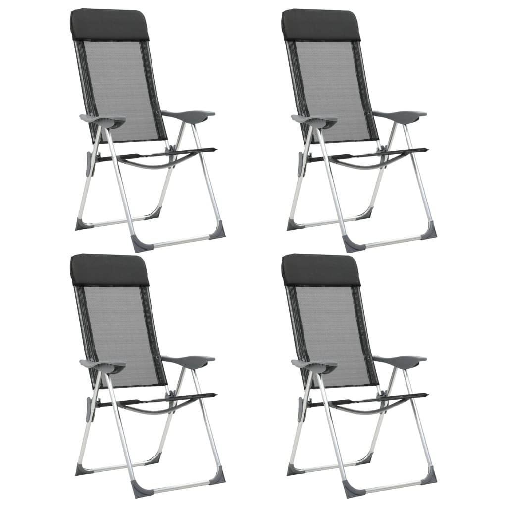 Campingstoelen inklapbaar aluminium zwart 4 st is nu te koop bij PeponiXL, paradijselijk wonen!