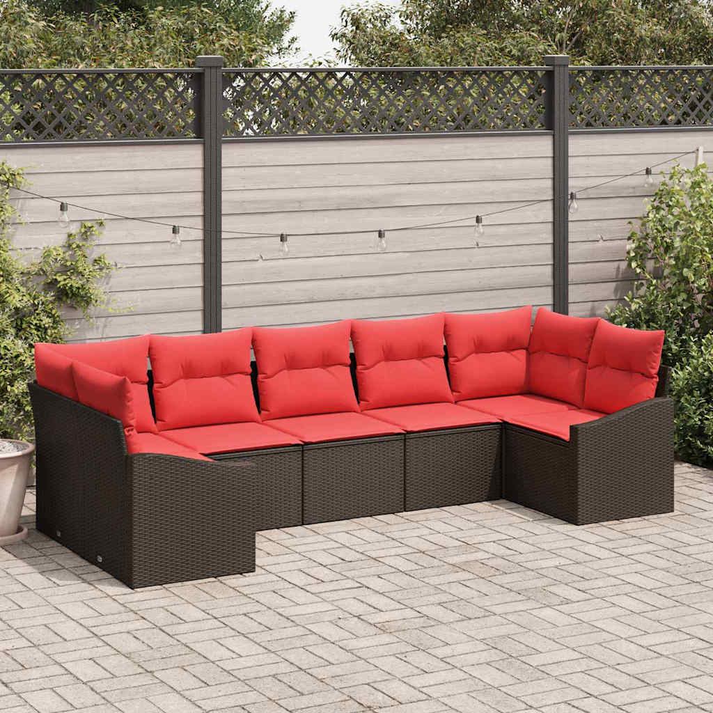Bankstel 7 st Bruin poly rattan is nu te koop bij PeponiXL, paradijselijk wonen!