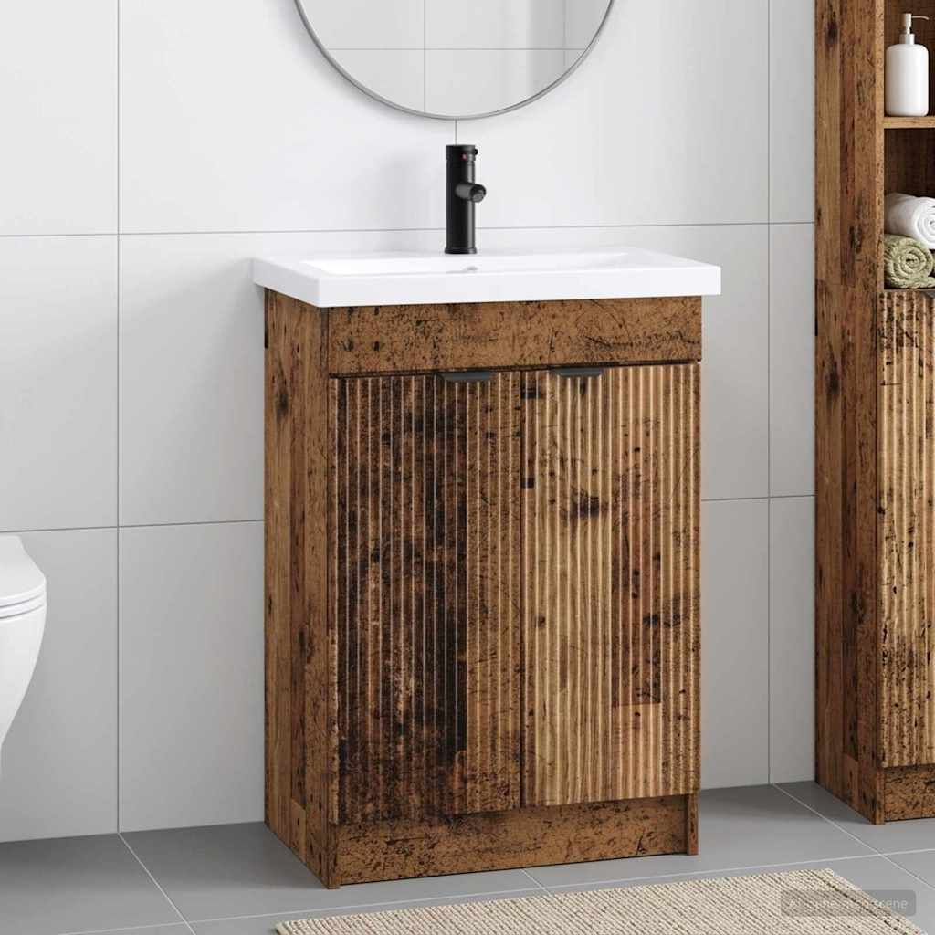 Badkamermeubelset Oud hout 56 x 37,5 x 81 cm Bewerkt hout is nu te koop bij PeponiXL, paradijselijk wonen!