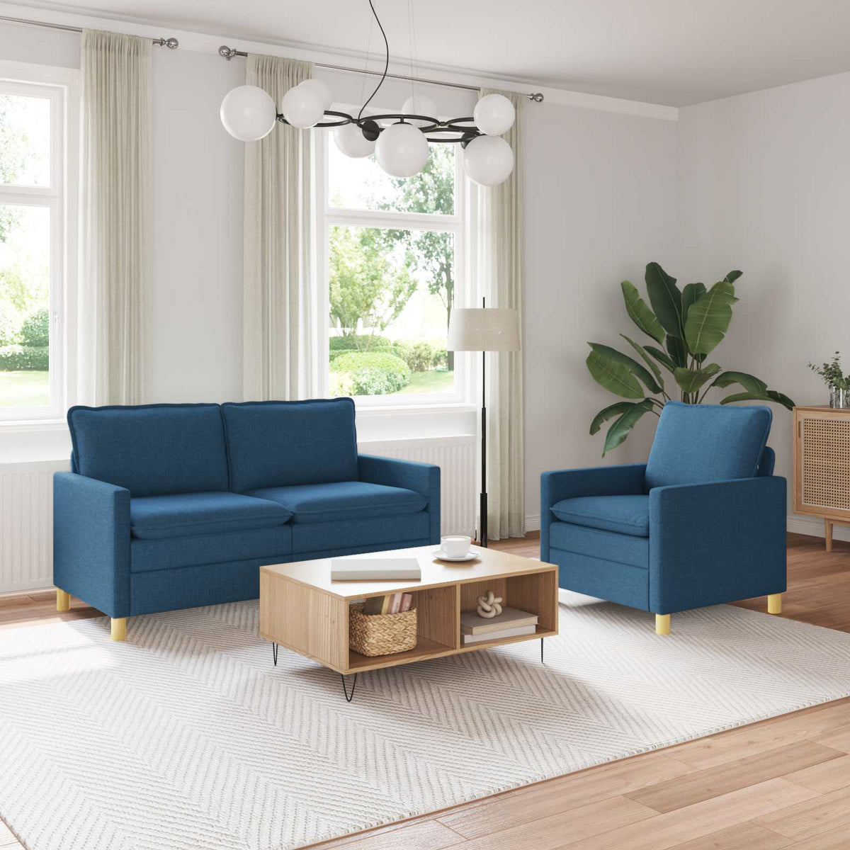 Bankstel 2 st Blauw Stof is nu te koop bij PeponiXL, paradijselijk wonen!
