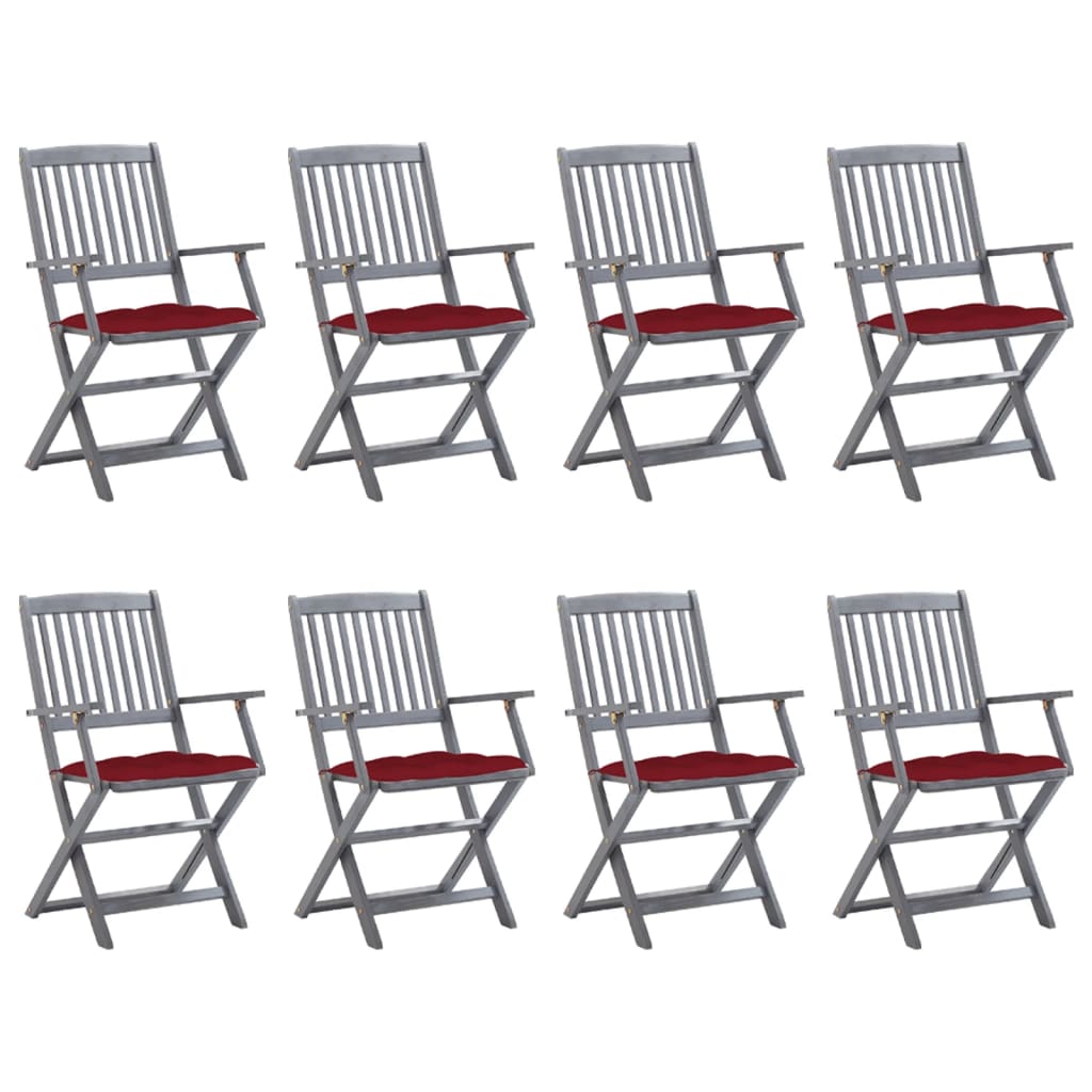 Tuinstoelen 8 st inklapbaar met kussens massief acaciahout is nu te koop bij PeponiXL, paradijselijk wonen!