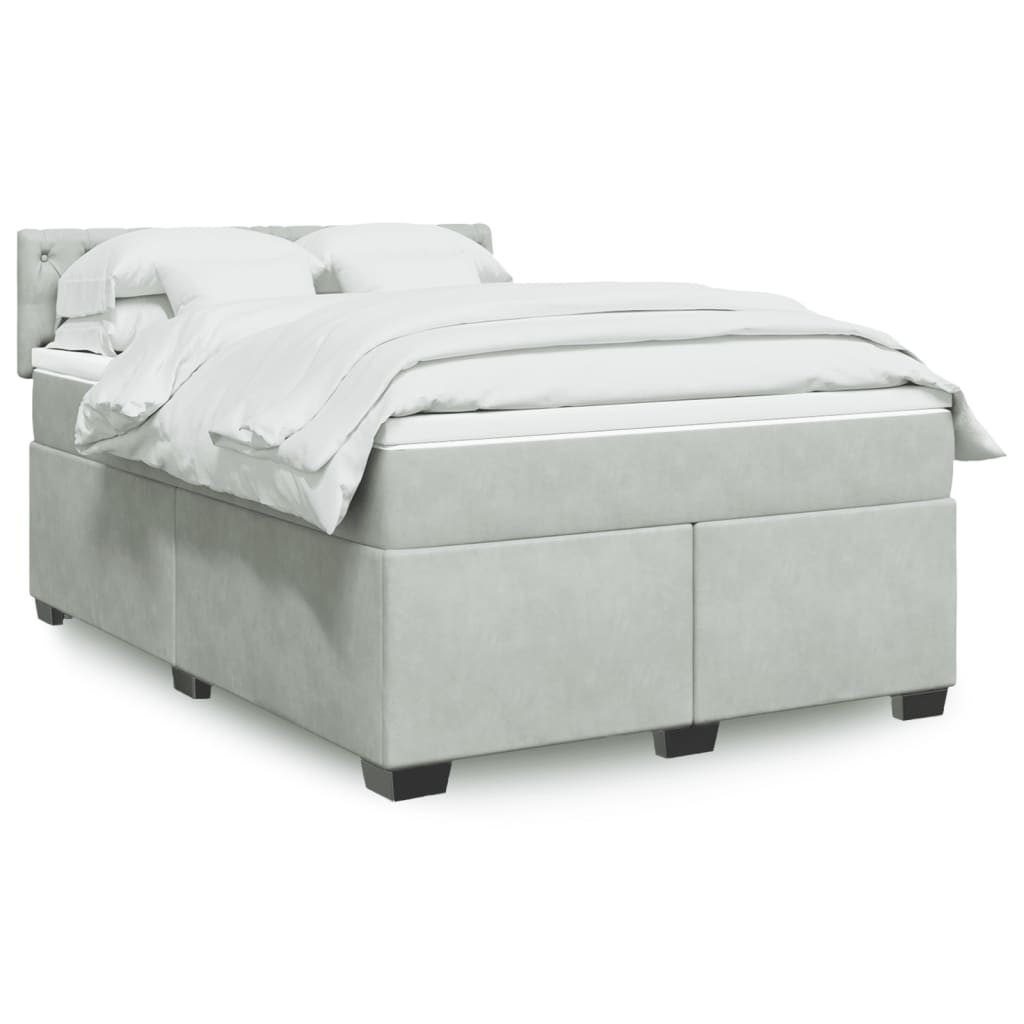 Boxspring met matras fluweel lichtgrijs 140x190 cm is nu te koop bij PeponiXL, paradijselijk wonen!