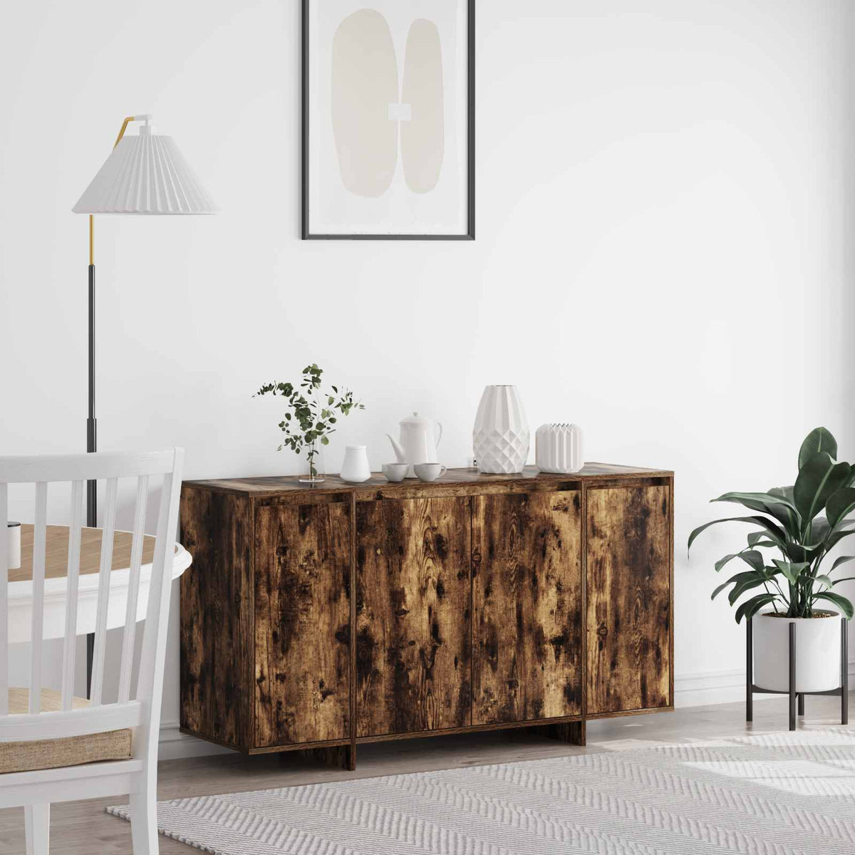 Dressoir Gerookt eiken 135 x 41 x 75 cm Bewerkt hout is nu te koop bij PeponiXL, paradijselijk wonen!