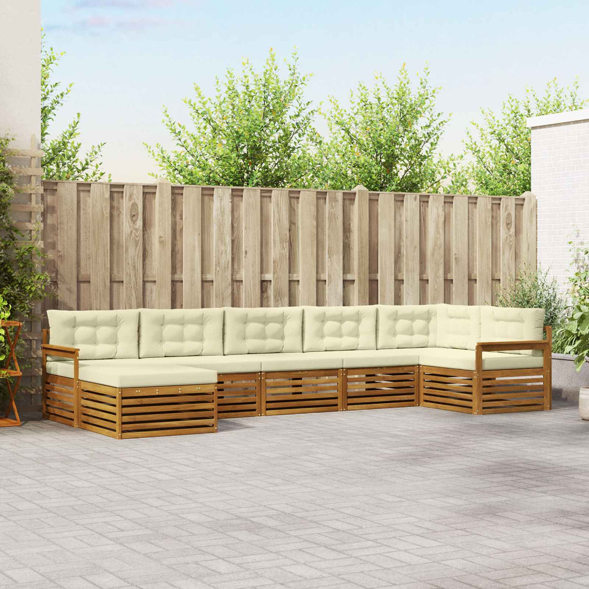 Buiten bankenset met kussen 7 pcs Natuurlijk en Crème is nu te koop bij PeponiXL, paradijselijk wonen!