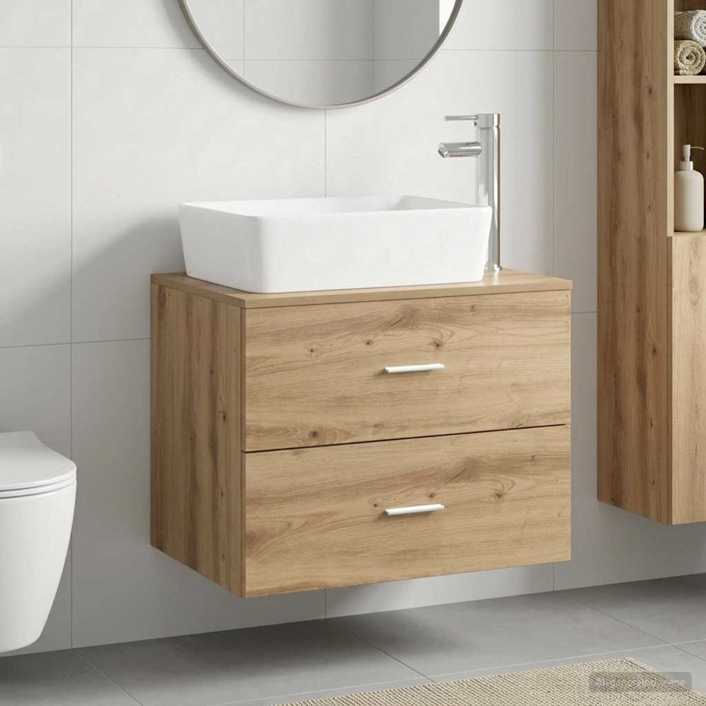 Badkamermeubelset Artisanaal eiken Bewerkt hout is nu te koop bij PeponiXL, paradijselijk wonen!