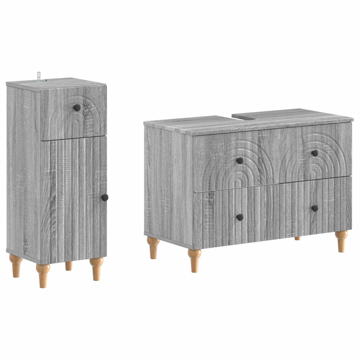 2-delige Badkamerkast Set ALKMAAR Grijs Sonoma Bewerkt hout is nu te koop bij PeponiXL, paradijselijk wonen!