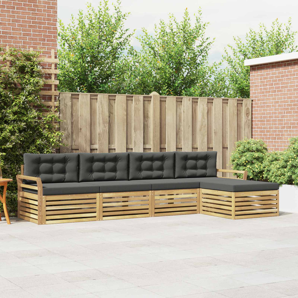 Buiten bankenset 5 pcs Wit en antracietkleurig is nu te koop bij PeponiXL, paradijselijk wonen!