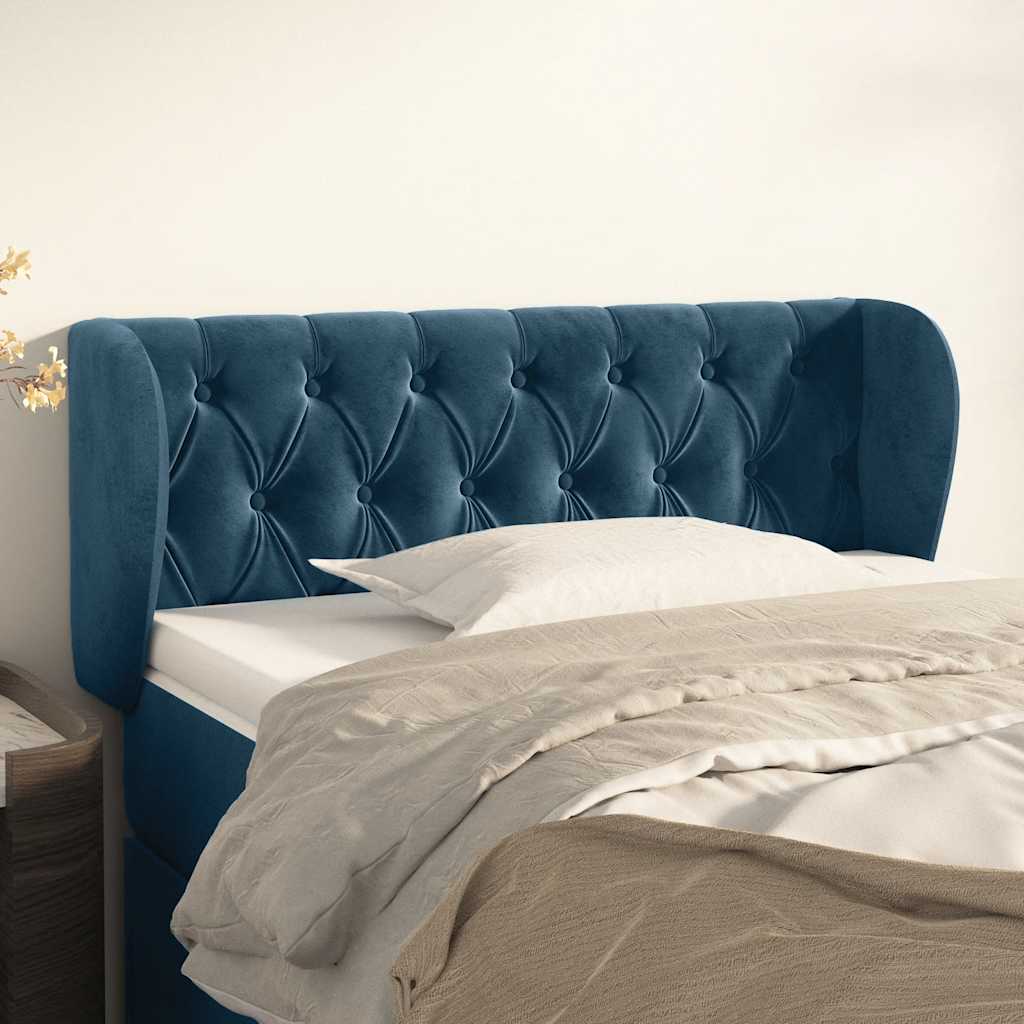 Hoofdbord met randen 93x23x78/88 cm fluweel donkerblauw is nu te koop bij PeponiXL, paradijselijk wonen!