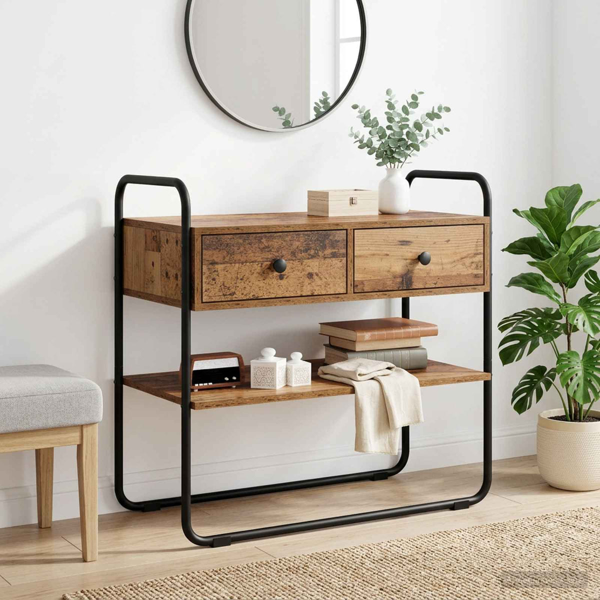 Consoletafel Oud hout 80 x 40 x 75 cm Bewerkt hout is nu te koop bij PeponiXL, paradijselijk wonen!