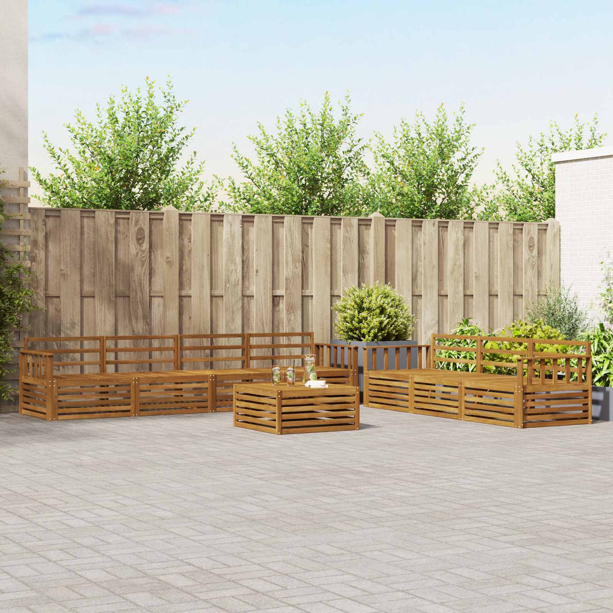 Buiten bankenset 8 pcs Naturel Massief Acaciahout is nu te koop bij PeponiXL, paradijselijk wonen!