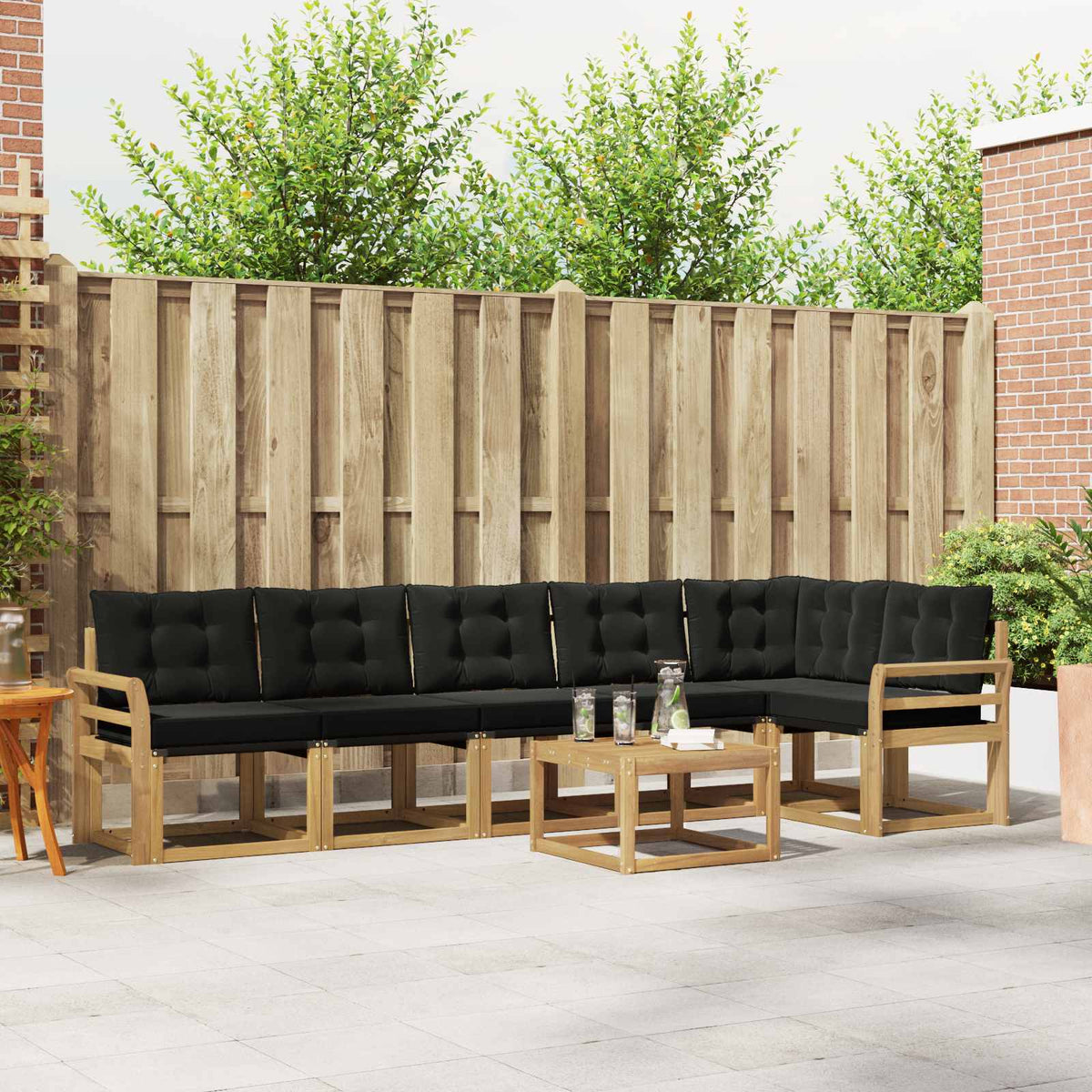Buiten bankenset met kussen 7 pcs Wit en zwart is nu te koop bij PeponiXL, paradijselijk wonen!