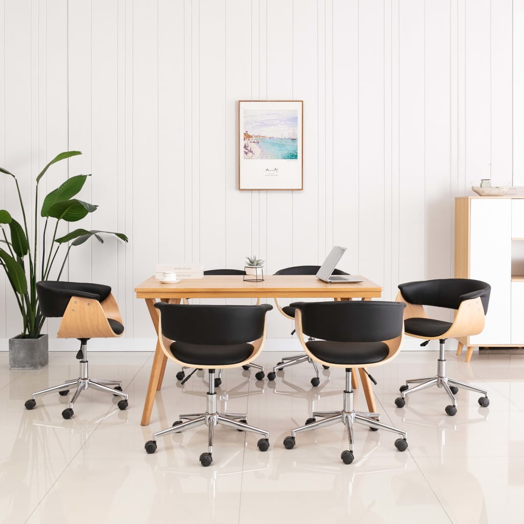 Eetkamerstoelen draaibaar 6 st kunstleer zwart is nu te koop bij PeponiXL, paradijselijk wonen!