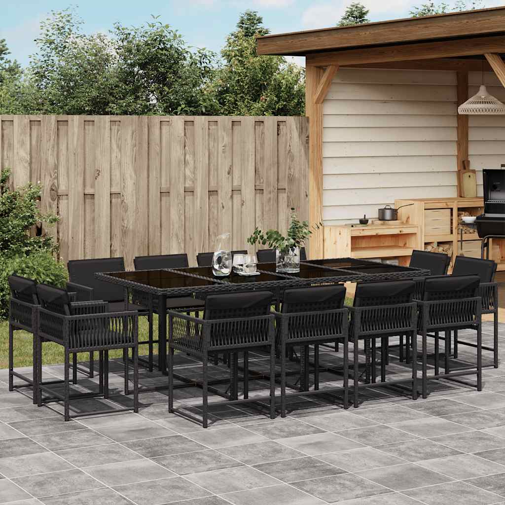 13-delige Tuinset met kussens poly rattan zwart is nu te koop bij PeponiXL, paradijselijk wonen!