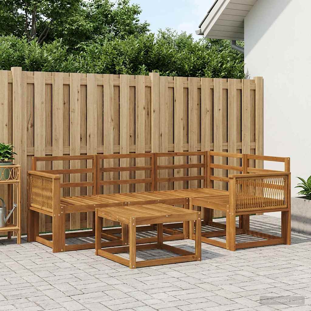 Buiten bankenset 5 pcs Naturel Massief Acaciahout is nu te koop bij PeponiXL, paradijselijk wonen!