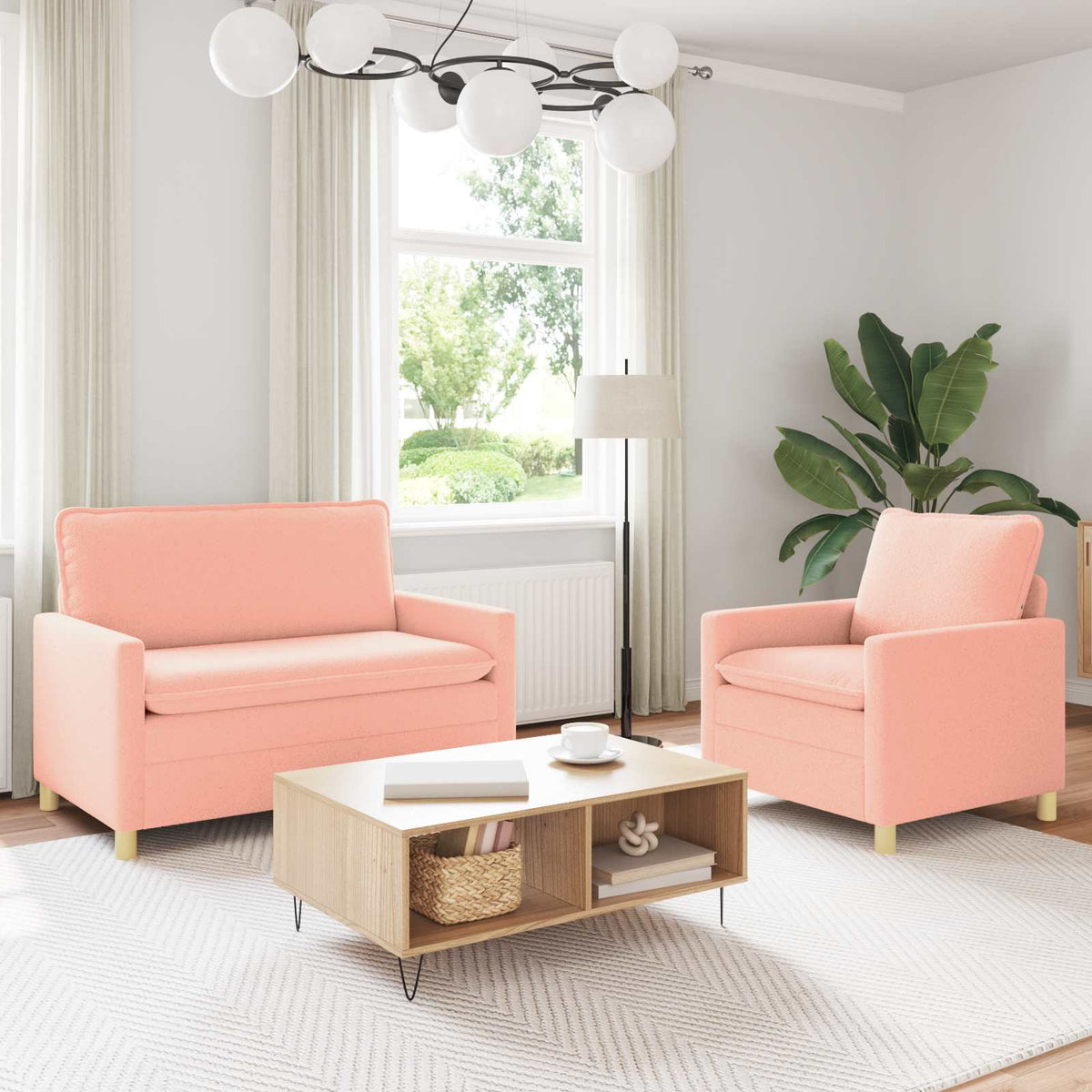 Bankstel 2 st Roze Stof is nu te koop bij PeponiXL, paradijselijk wonen!