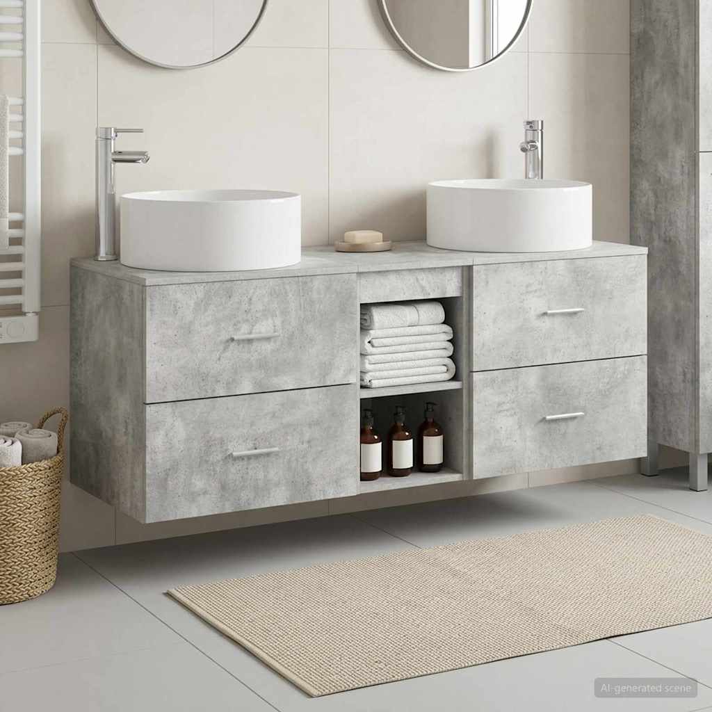 Badkamermeubelset 3 st Betongrijs 49,5 x 44,5 x 65,5 cm is nu te koop bij PeponiXL, paradijselijk wonen!