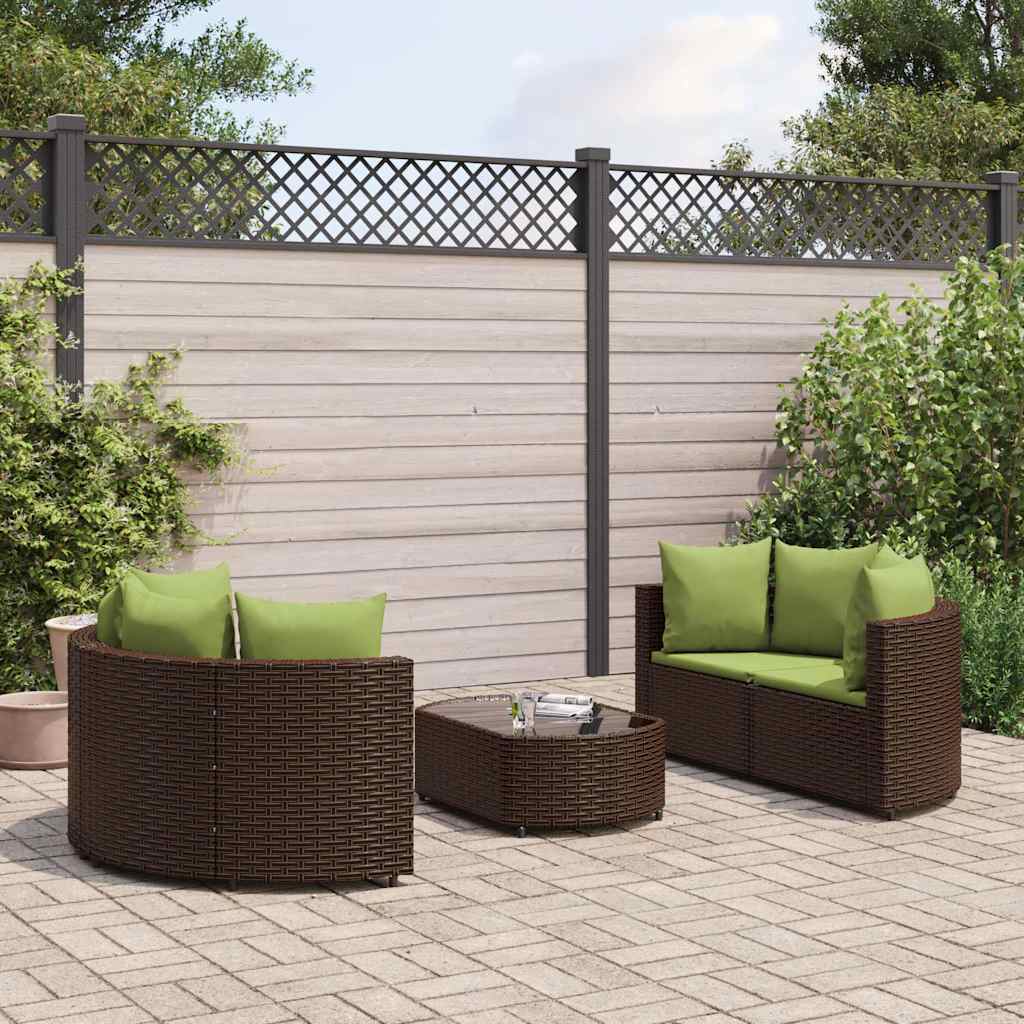 5-delige Loungeset met kussens poly rattan bruin is nu te koop bij PeponiXL, paradijselijk wonen!