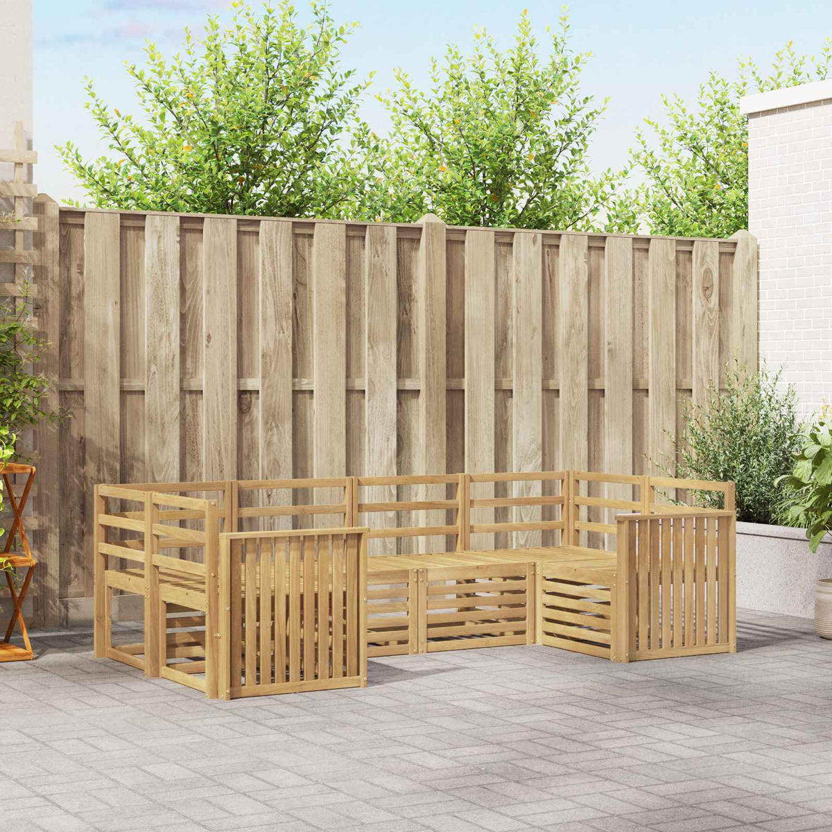 Buiten bankenset 6 pcs Wit 245 x 128,5 x 73 cm is nu te koop bij PeponiXL, paradijselijk wonen!