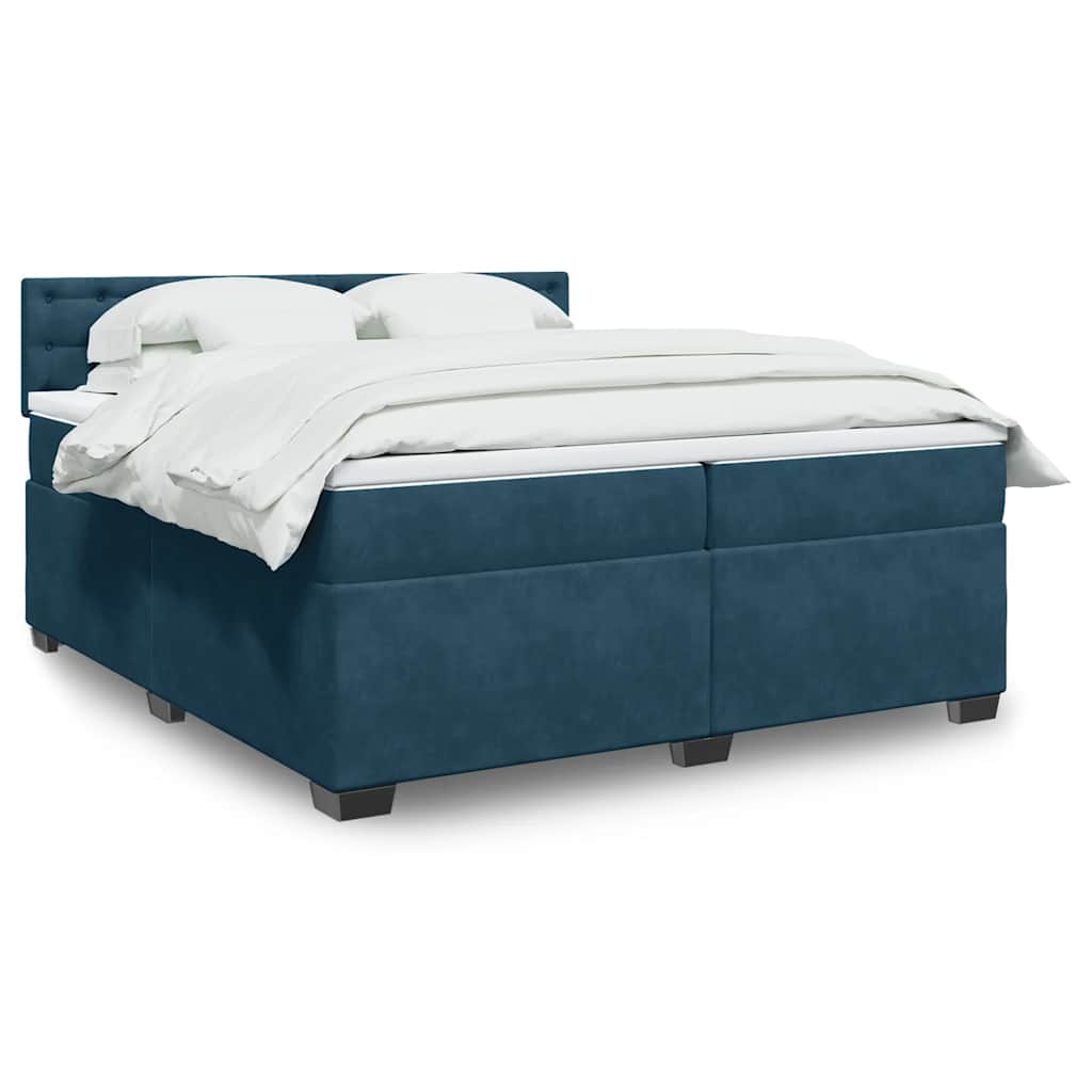 Boxspring met matras fluweel blauw 200x200 cm is nu te koop bij PeponiXL, paradijselijk wonen!