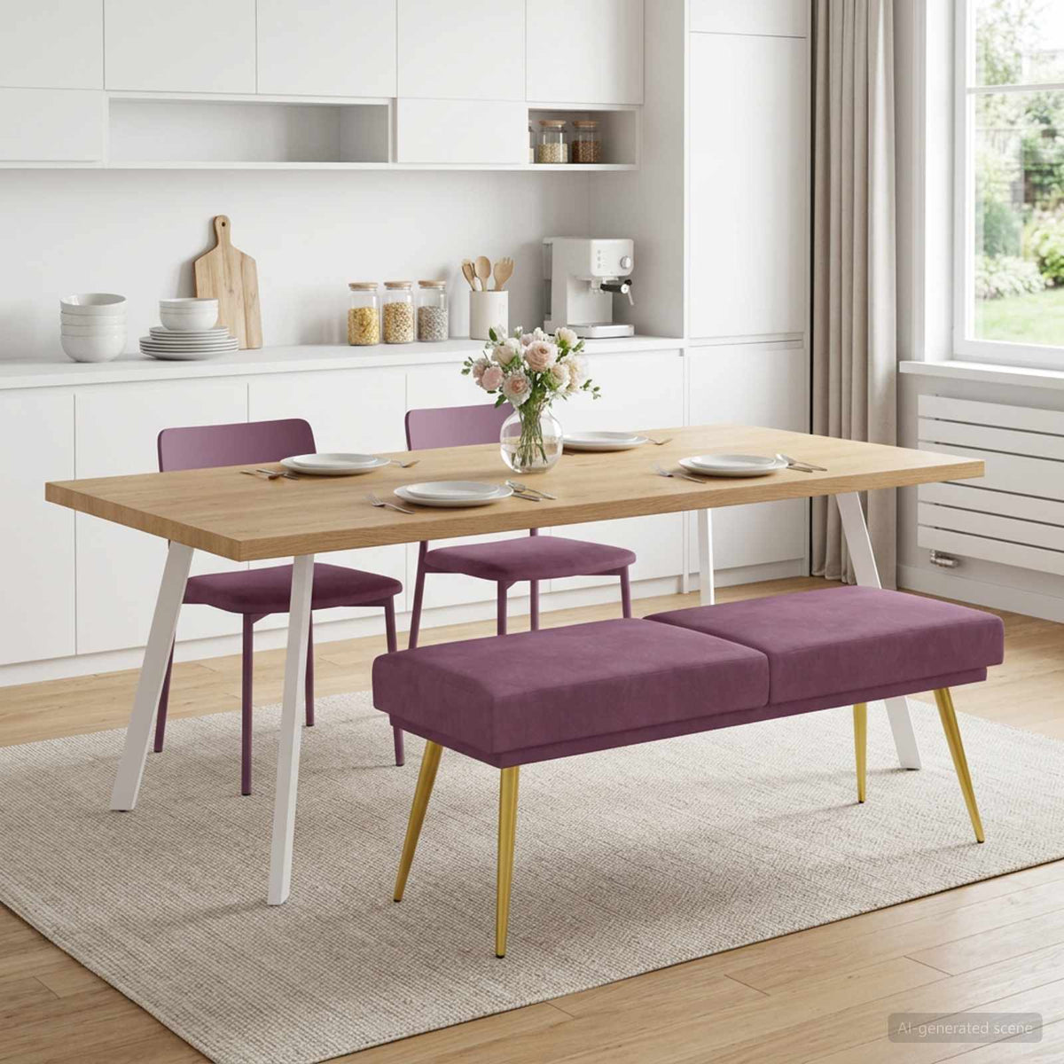 Dubbel Laagige Bank Paars 120 x 45 x 46 cm fluweel is nu te koop bij PeponiXL, paradijselijk wonen!