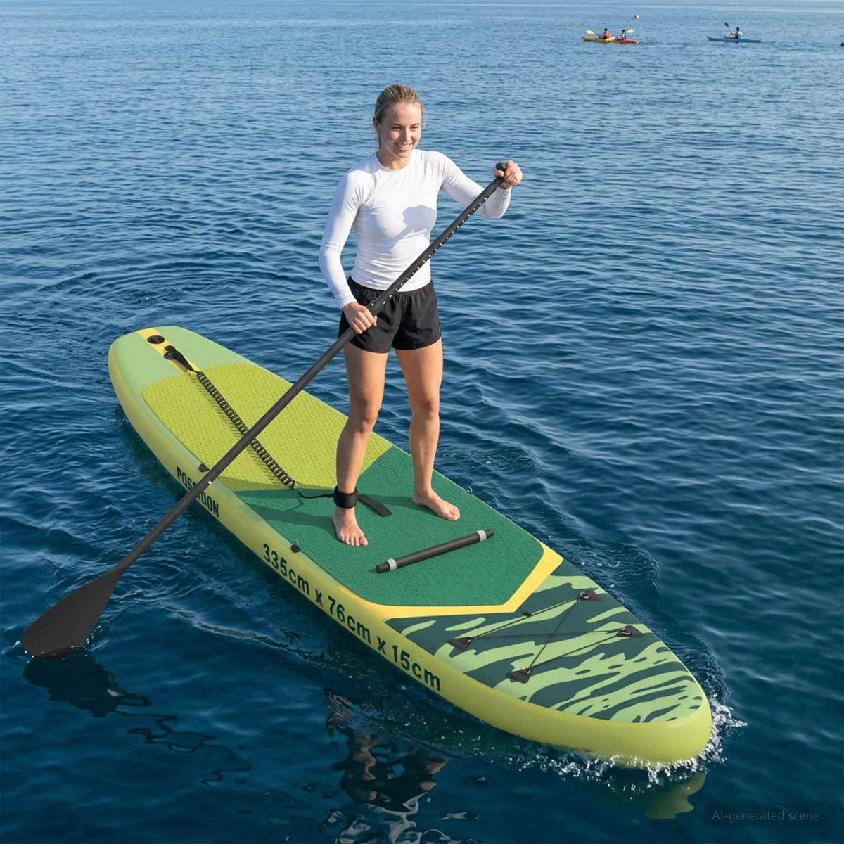 SUP Board met zitplaats 2-in-1 POSEIDON 335 x 76 x 15 cm Groen is nu te koop bij PeponiXL, paradijselijk wonen!
