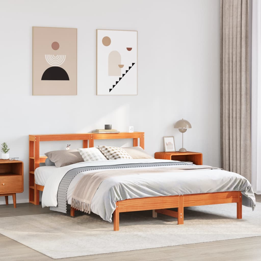 Bed met matras massief grenenhout wasbruin 140x190 cm is nu te koop bij PeponiXL, paradijselijk wonen!