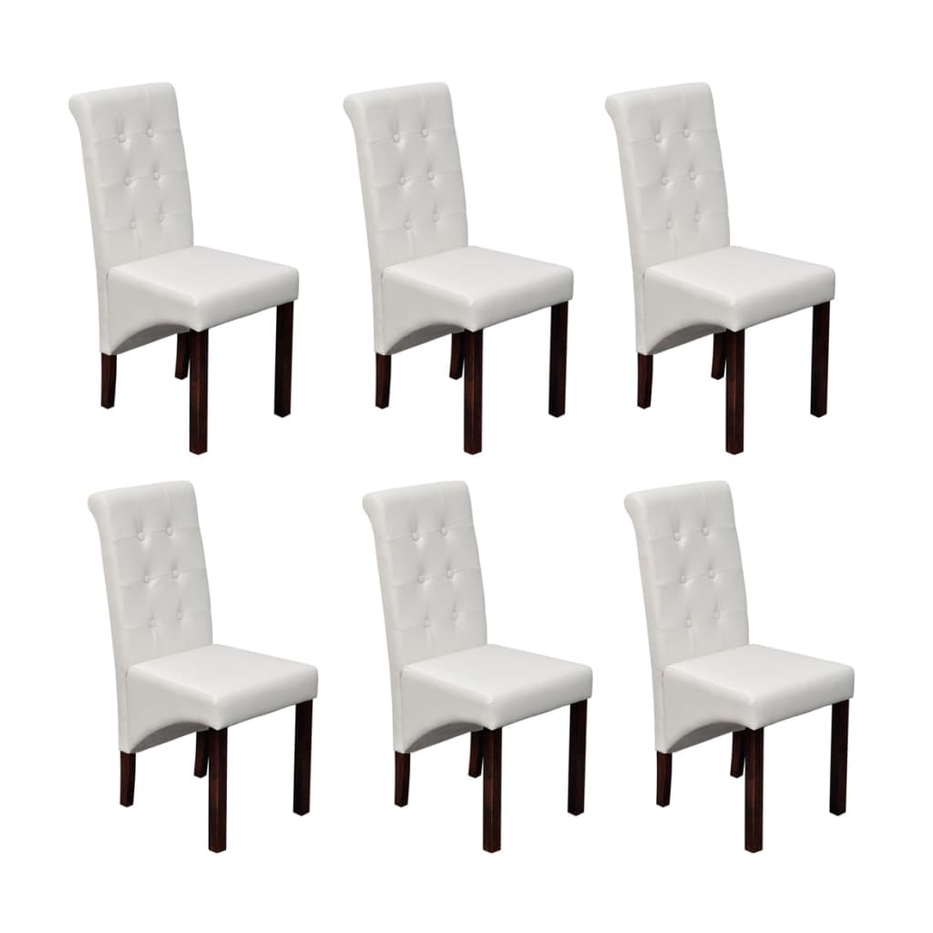 Eetkamerstoelen 6 st kunstleer wit is nu te koop bij PeponiXL, paradijselijk wonen!