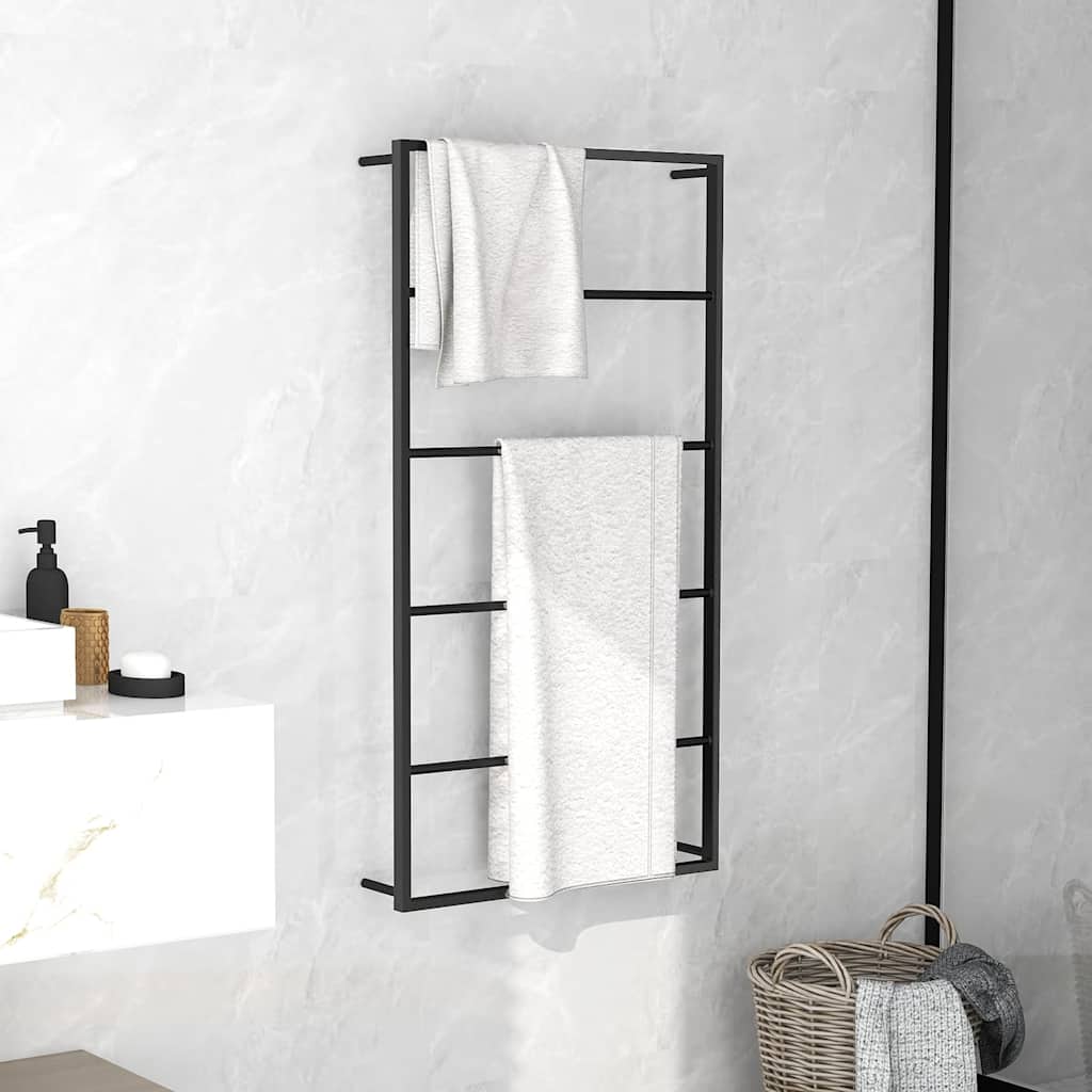 Handdoekenrek 60x10x116 cm staal zwart is nu te koop bij PeponiXL, paradijselijk wonen!